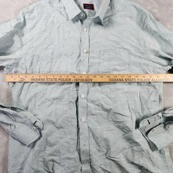 UNTUCKit Shirt Mens XL Green Long Sleeve Linen Blend Button Up Wrinkle Casual - Picture 6 of 8